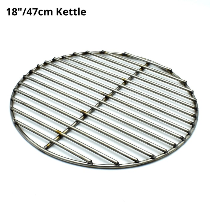 47cm weber kettle Hunsaker Style charcoal grate, angled view, heavy duty rod