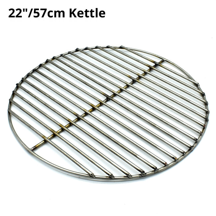 22" weber kettle charcoal grate, angled view, heavy duty rod