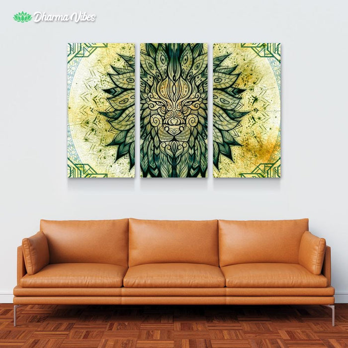 Jungle Lion mandalas by McAshe 3-Piece Canvas Art