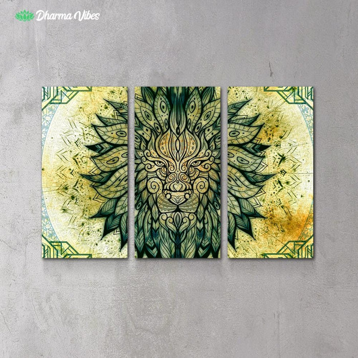 Jungle Lion mandalas by McAshe 3-Piece Canvas Art