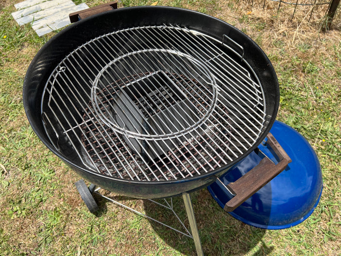 CLD Fabrication Krispy Kone Kettle Kone vortex with grill grate installed in Weber kettle