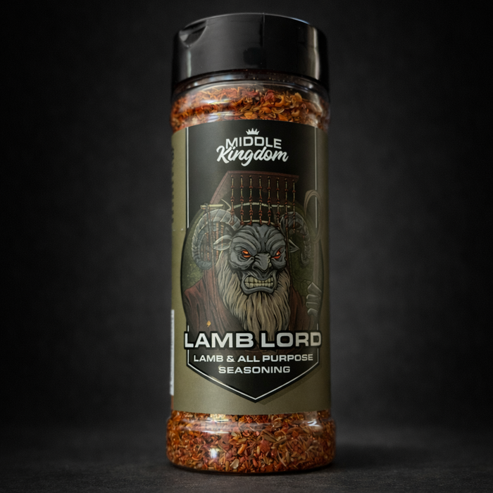 Middle Kingdom Lamb Lord BBQ rub – award-winning competition lamb and beef seasoning by Firehouse Barbecue, front of pack