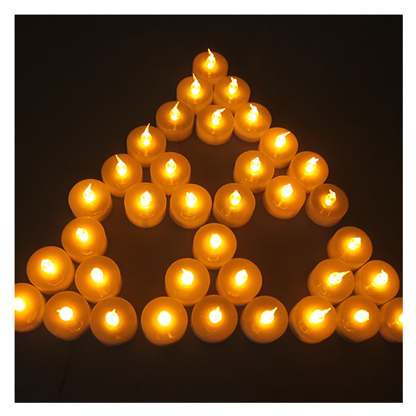 Lot 24 pcs Battery Operated LED Amber Yellow Tea Light Candle with Timer