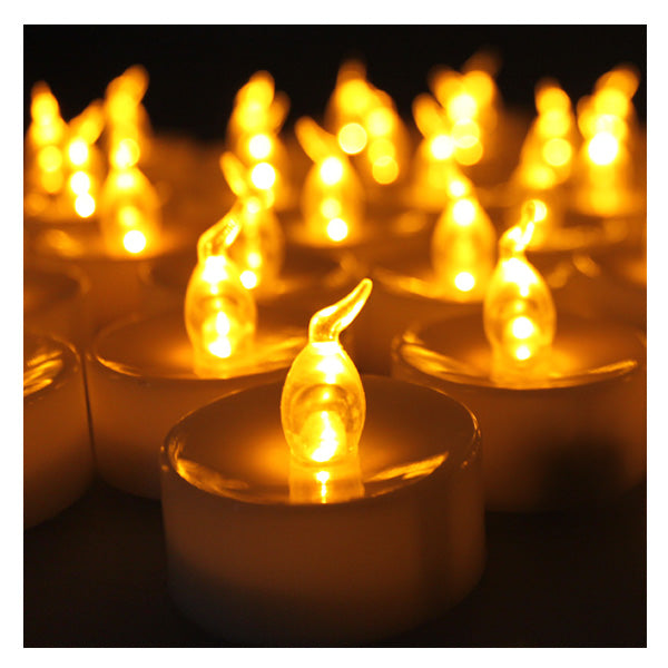 Lot 24 pcs Battery Operated LED Amber Yellow Tea Light Candle with Timer