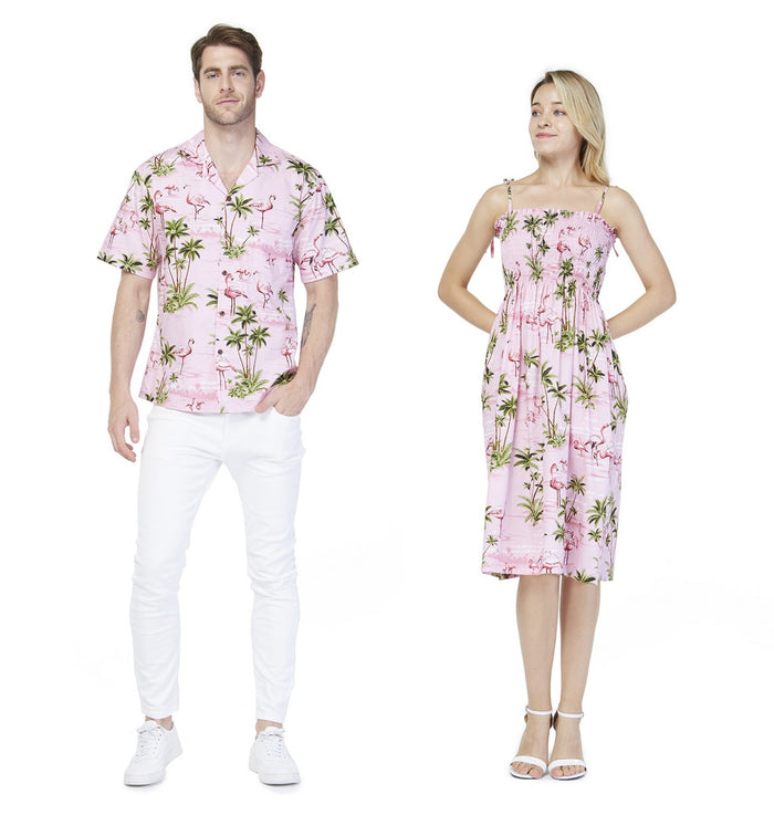 Made in Hawaii Couple Nalu Set in Flamingo All Over Pink