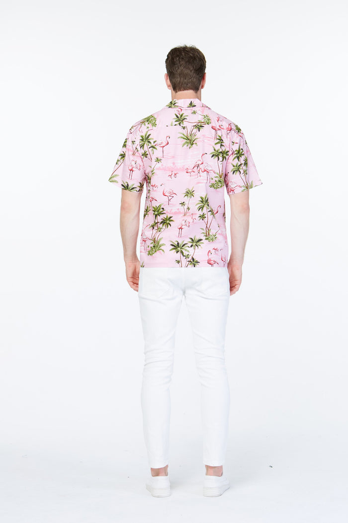 Made in Hawaii Couple Nalu Set in Flamingo All Over Pink