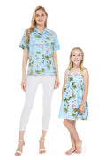 Made in Hawaii Mother Daughter Lihue Set in Flamingo All Over Blue