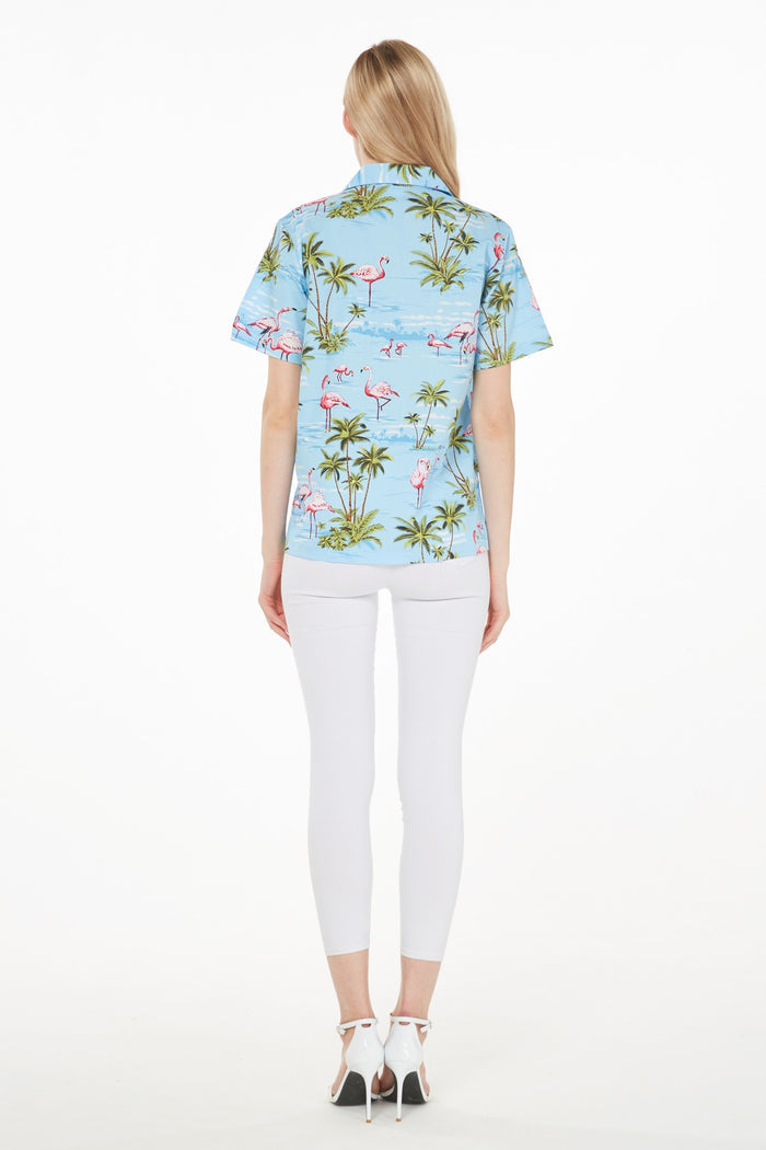 Made in Hawaii Mother Son Kamaaina Set in Flamingo All Over Blue