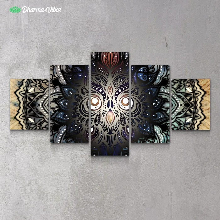 Mandala Nocturnal Owl by McAshe 5-Piece Canvas