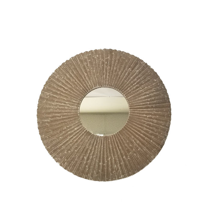Mango Wood Mirror Frame With Rays design, Brown and White