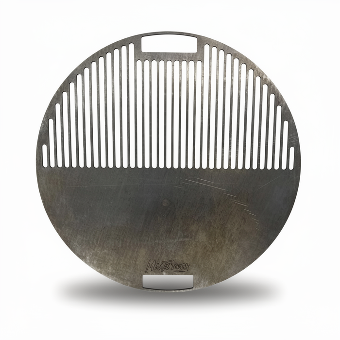 Kettle Smash Griddle and Grill plate with Meatstock logo to suit weber kettle