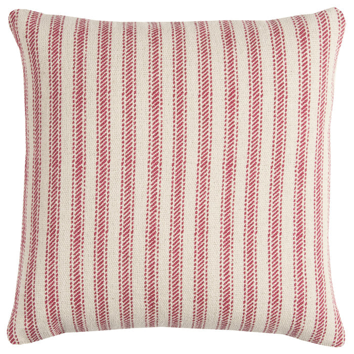 MEINCKE RED TICKING STRIPE URBAN FARMHOUSE THROW PILLOW