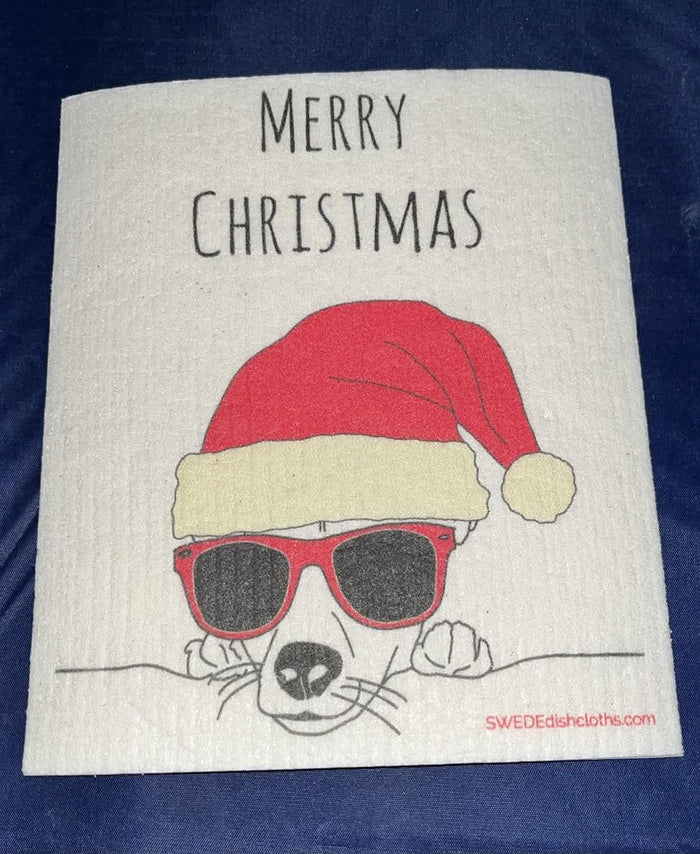 Merry Christmas Dog Swedish Dish Towel