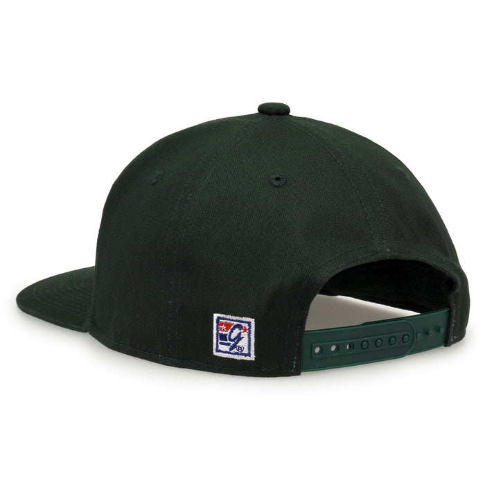 Michigan State Retro Bar snapback hat in dark green, rear view showing the adjustable snap closure