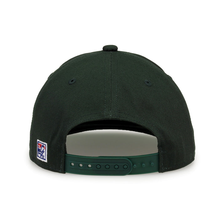 Michigan State Retro Bar snapback hat in dark green, straight rear view showing the adjustable snap closure