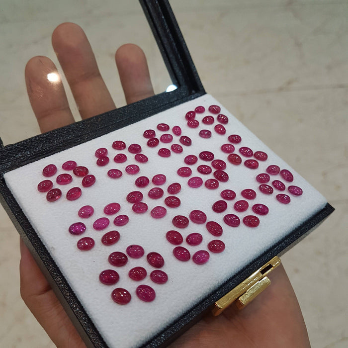Natural Ruby lot 6-8mm Ovals , 20 Pcs Cabochons - The LabradoriteKing