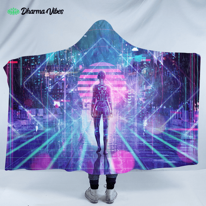 Neon Zone by Cameron Gray Hooded Blanket