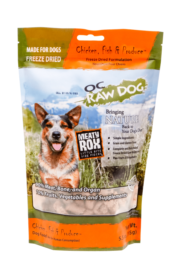 OC Raw Dog Freeze Dried Chicken, Fish & Produce Meaty Rox