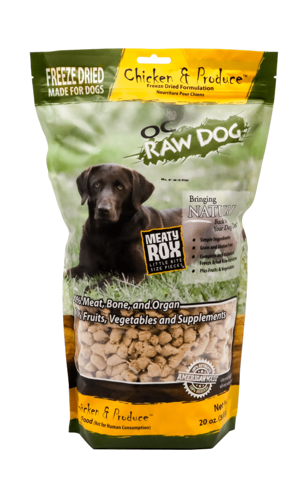 OC Raw Dog Freeze Dried Chicken & Produce Meaty Rox