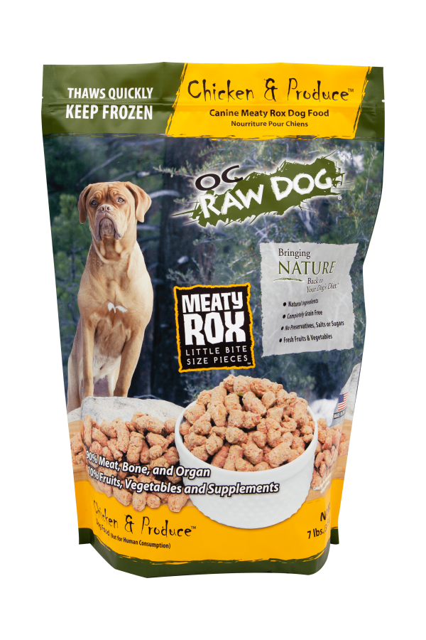 OC Raw Dog Frozen Chicken & Produce Meaty Rox