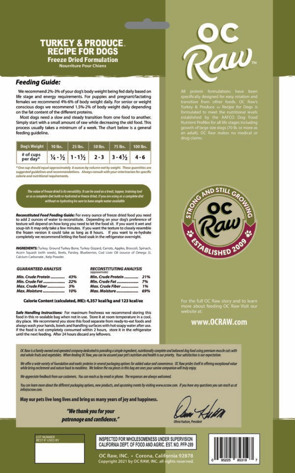 Oc Raw Dog Turkey & Produce Freeze Dried Meaty Rox