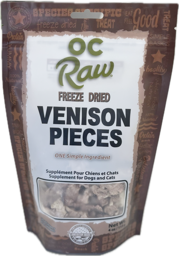 OC Raw Venison Pieces – 4 oz Freeze Dried Dog Treats