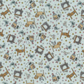 One Stitch at a Time 35072-70 - light blue cotton fabric with small sewing motifs