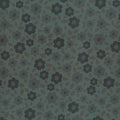 One Stitch at a Time 35073-60 - blue cotton fabric with mauve and dark blue hexagon flowers and green leaves