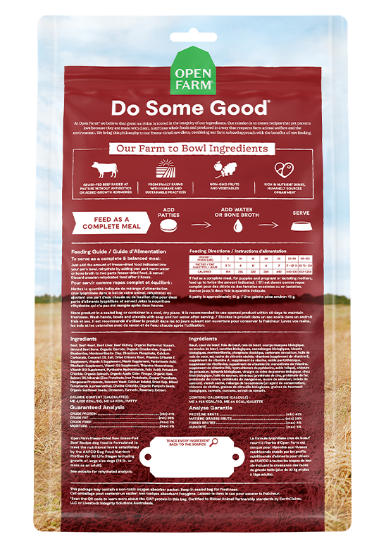 Open Farm Grass-Fed Beef Freeze Dried Raw Patties for Dogs