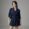 Veste longue en jean oversize avec ceinture - Mode K-fashion féminine - Taille XS