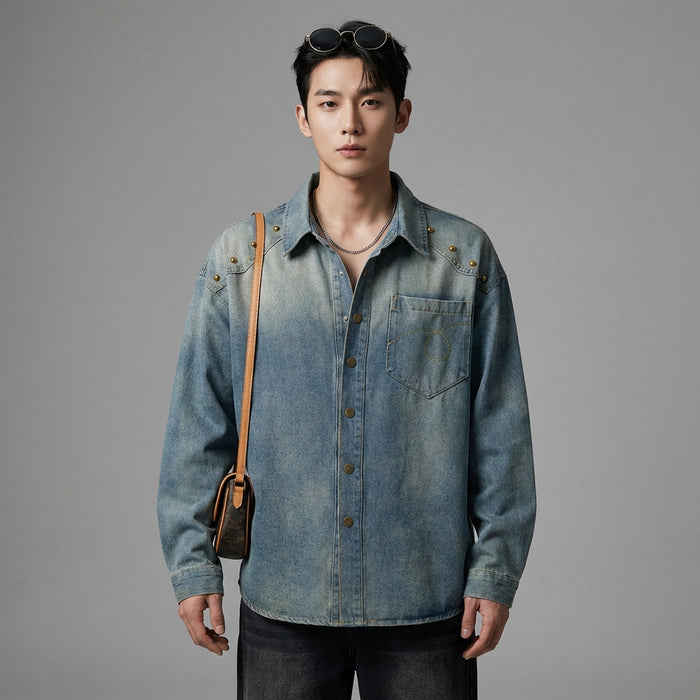 Chemise denim lavé oversize unisexe - Koreanxwear - Taille M