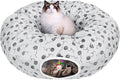 Ownpets Gray Large Cat Tunnel Bed for Indoor Cats with Washable Cushion for Kitten, Puppy, Rabbit