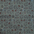 Peace and Joy 80620-13 - green cotton fabric with tiny "Let Peace and Joy fill your home", reindeer, and Christmas trees