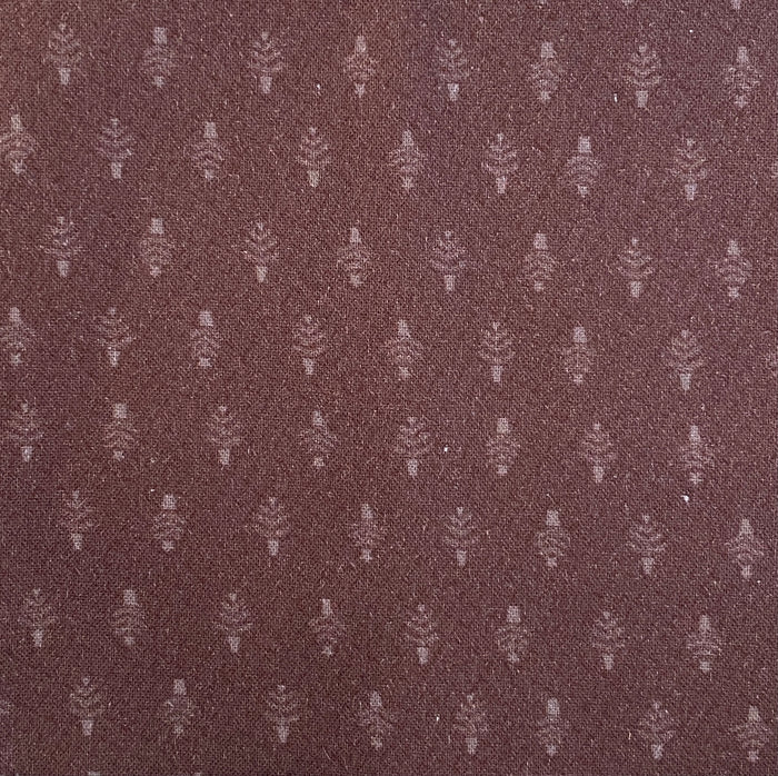 Peace and Joy 80620-6 Little Trees - burgundy cotton fabric with tiny tone-on-tone Christmas trees