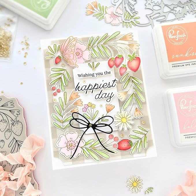 Pinkfresh Studio Press Plate-Berries & Blossoms