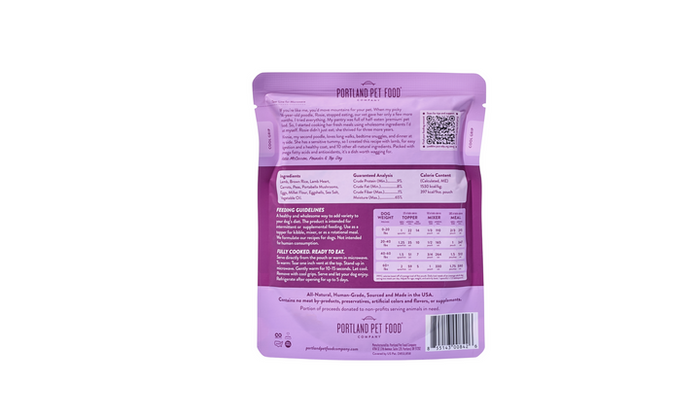 Portland Pet Food Winnie's Lamb N' Rice Human-Grade Dog Meal Pouch