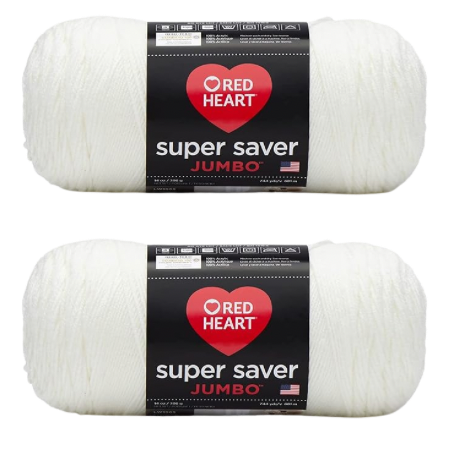 Red Heart Super Saver Jumbo Yarn, Soft White 2 Count (Pack of 1)