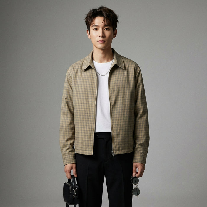 Veste réversible à carreaux style motard - Koreanxwear - Taille M