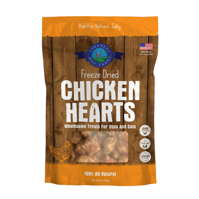 Shepherd Boy Farms Freeze-Dried Chicken Hearts Treats for Dogs and Cats
