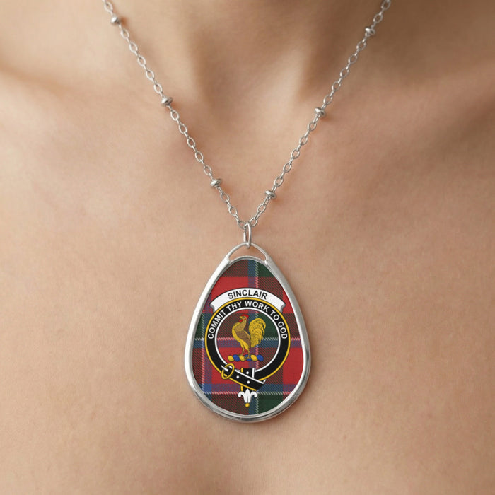 Sinclair Family Crest necklace worn at the neckline