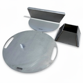An arrangement of accessories for a Smokey Joe, Offset plate, smash plate and mini kettle kone
