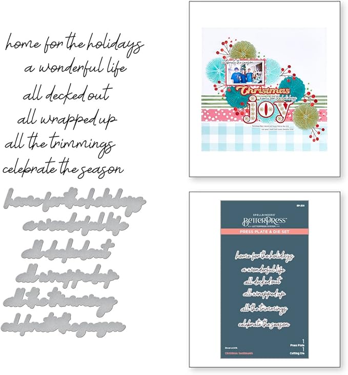 Spellbinders Christmas Sentiments Press Plate & Die Set