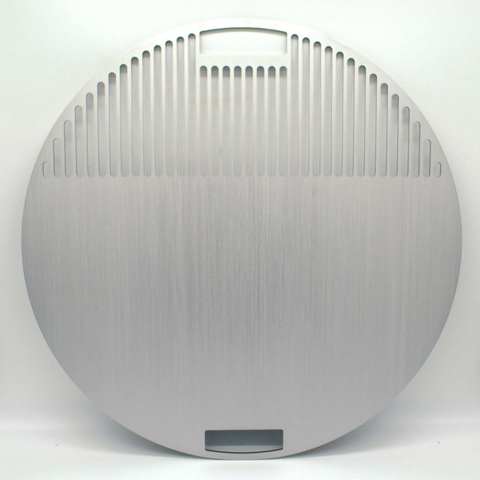 Stainless Steel Weber Summit smash grill plate, 1/3 grill and 2/3 griddle plate
