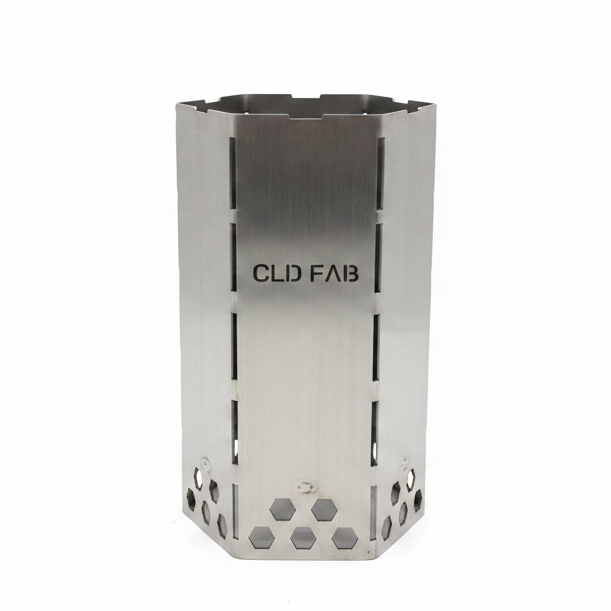 CLD Fabrication mini charcoal chimney starter – 304 stainless steel, white background product shot