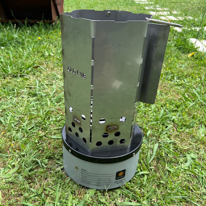 CLD Fabrication heavy duty stainless chimney starter – compatible with HeatBeads Chimney Booster for fast ignition