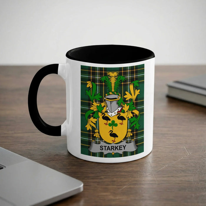 Starkey Irish heritage mug with black interior and family crest
