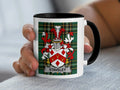 Staveley Irish family crest black accent mug with Irish National Tartan