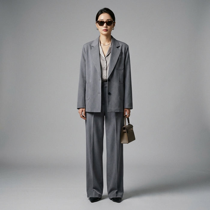 Blazer oversize droit noir et gris - Koreanxwear - Taille S