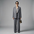 Blazer oversize droit noir et gris - Koreanxwear - Taille S