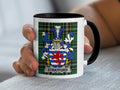 Stratford Irish family crest black accent mug on Irish National Tartan